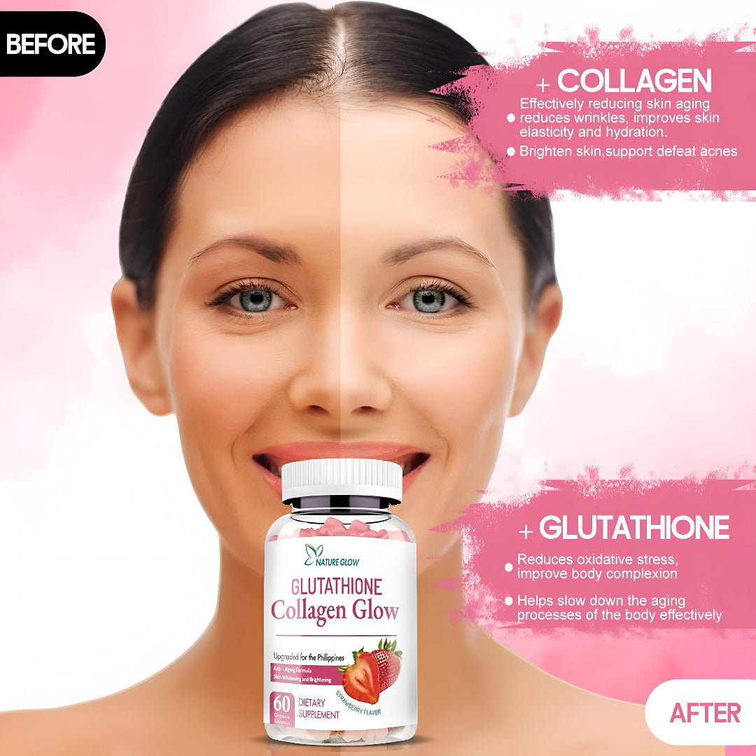 Growtin Glutathione Collagen Glow Gummies - Fuel Your Beauty with Nature's Glow | Collagen Supplement for Radiant Skin | Whitening and Brightening